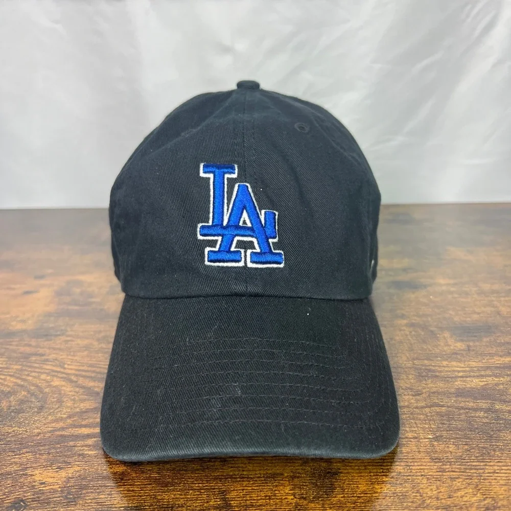 47 Brand Los Angeles Dodgers Hat Black Blue LA Logo Adjustable MLB Dad Cap OSFA